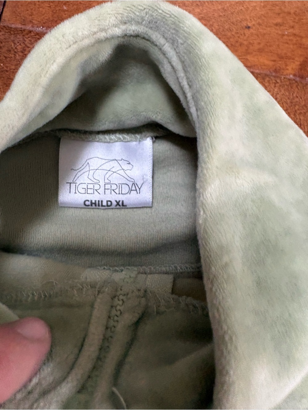 Tiger Friday Kids Velour Wide-Leg Jogger Set - Sage Green XL - Picture 5 of 5